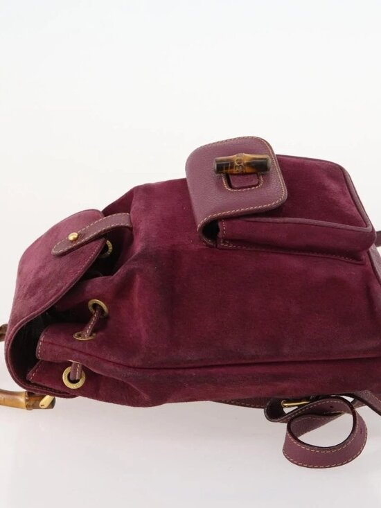 GUCCI Bamboo Backpack Suede Purple Gold 003 1705 0030 Auth BA10642 main image 14